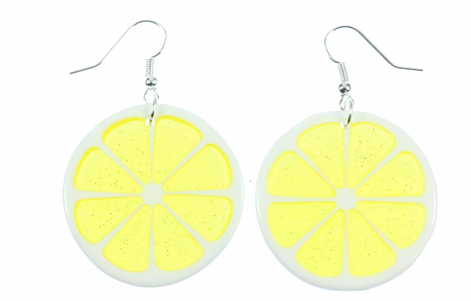 Zitronenscheibe Ohrringe Handmade - Versilbert Für Sommer & Festival